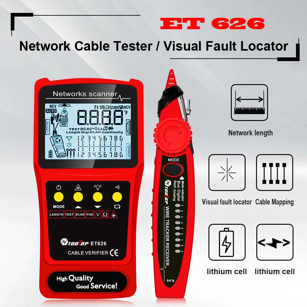 3 in 1 Multimeter Network cable Tester Visual Fault Finder Analogs Digital Search POE Cable