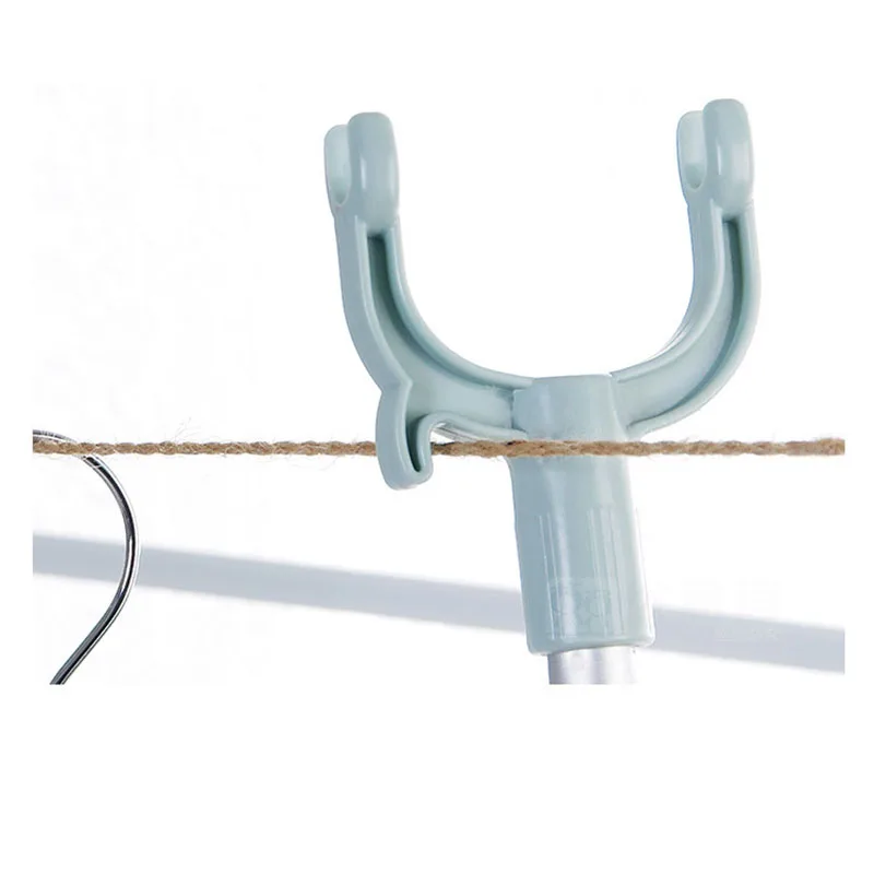 Multifunctional plastic telescopic clothes drying rod shower curtain fork rod home simple telescopic clothes drying rod 5