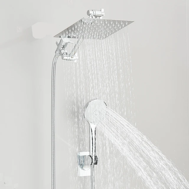 Shower Head Combo 8-12Inch High Pressure Rain Shower Head with Adjustable Extension Arm With 3-way Handheld Shower Spray 2