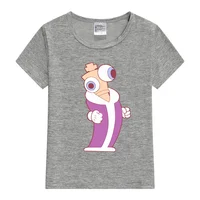 Kinger The Amazing Digital Circus Sticker Cartoon Girls Clothes From 3 to 12 Years Old Graphic Top Birthday T Shirts Summer Tee 2