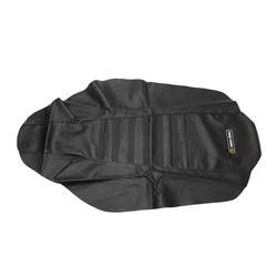 Premium Ribbed Rubber Anti-Slip Waterproof Motorcycle Seat Cover with Grain Pattern (Black)