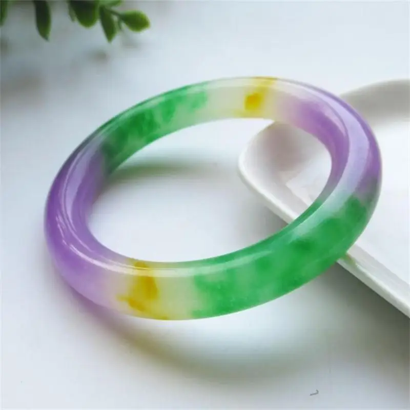 Natural Myanmar Jade Bangles Handmade Rope Genuine Bracelet Three-color Beads Jadeite Chain Jewelry Accessories Gifts