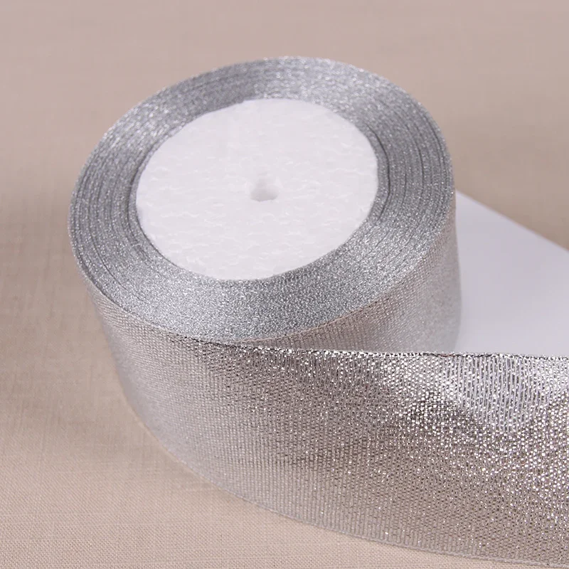 Gold & Silver Glitter Ribbon Set - 6 Sizes, 25 Yards for Gift Wrapping & DIY Crafts