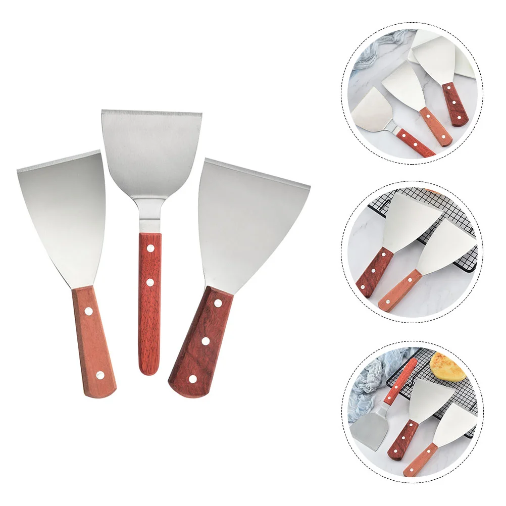 

3pcs Stainless Steel Pancake Spatula Set Steak Spatulas Burger Turner Steak Turner Griddle Scraper Metal Cooking Spatulas Tools