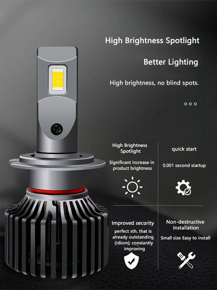 고휘도 고변환 안개등, 자동차 헤드라이트, 12000LM LED 조명, H4 H13 9004 9007, Alta Potencia 액세서리