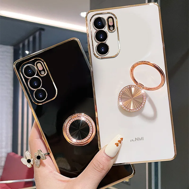 Роскошный чехол с кольцом-держателем на палец для Samsung A52 A51 A72 A31 A11 A02S A12 A30 S A50, мягкий силиконовый чехол-подставка