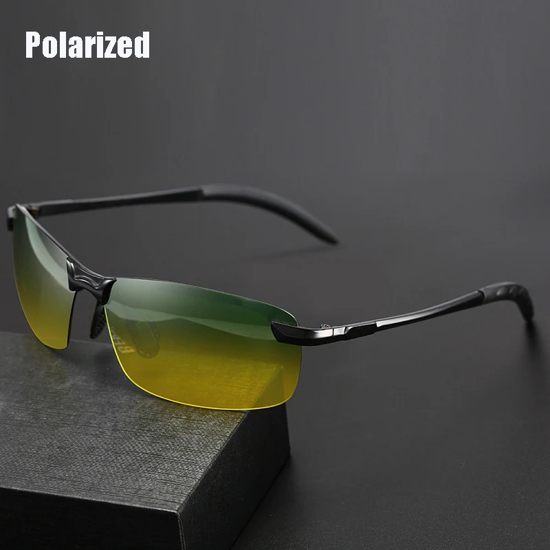 Polarized Sunglasses Men's Day and Night Driving Sun Glasses Vintage Polaroid Sun Glasses Male Windproof Goggle_voghion.com