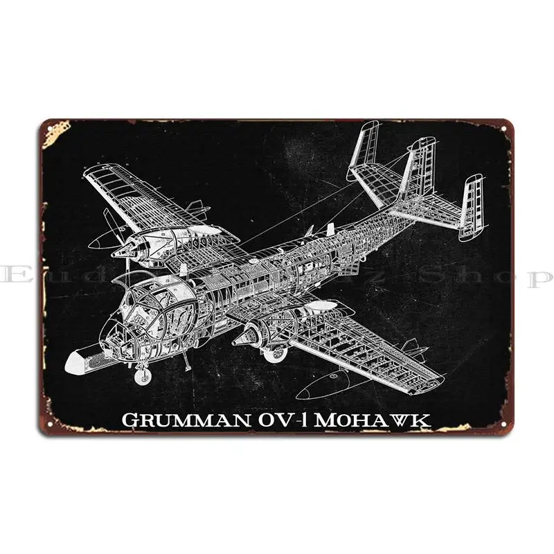 

Grumman Ov1 Mohawk металлическая табличка, клубный кинотеатр, персонализированный клубный жестяной плакат