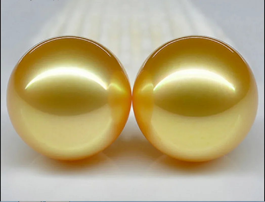 Pair 10-11mm Gold Round Loose Pearl Undrill Women Wedding Party Jewelry Accessories Necklace Earring Ring Bracelet Pendant AAA