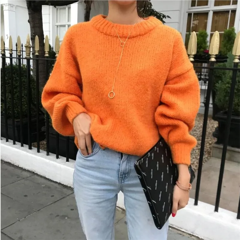 

Solid Loose Sweater Women Autumn/Winter Warm Pullover Knit