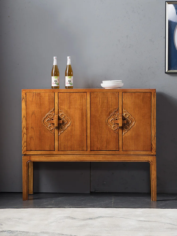 

New Chinese Style Solid Wood Sideboard Modern Living Room Entrance Cabinet Storage Storage Cabinet Chest of Drawers Pewter