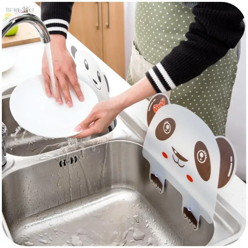 Vanzlife Cute Panda sink water splash proof water pool baffle kitchen gadget plate with suckers retaining plate