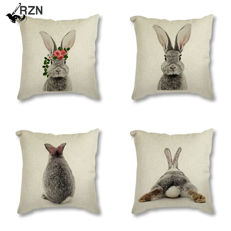 

Animal Rabbit Deer Flower Crown Nursery Printed Decorative Cushion Cover Pillow Case Nordic Cushion Cover Sofa Car Decoration