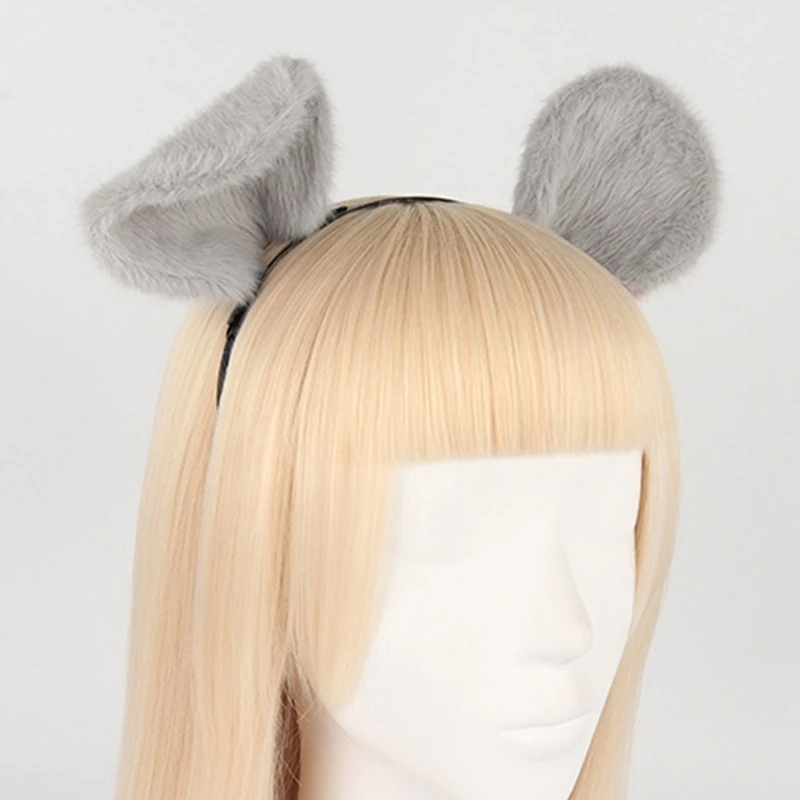 Animal Cosplay Costumes Faux Fur Mouse Cat Fox Wolf Furry Tail and Ears Headband for Halloween Party Costume Accessories