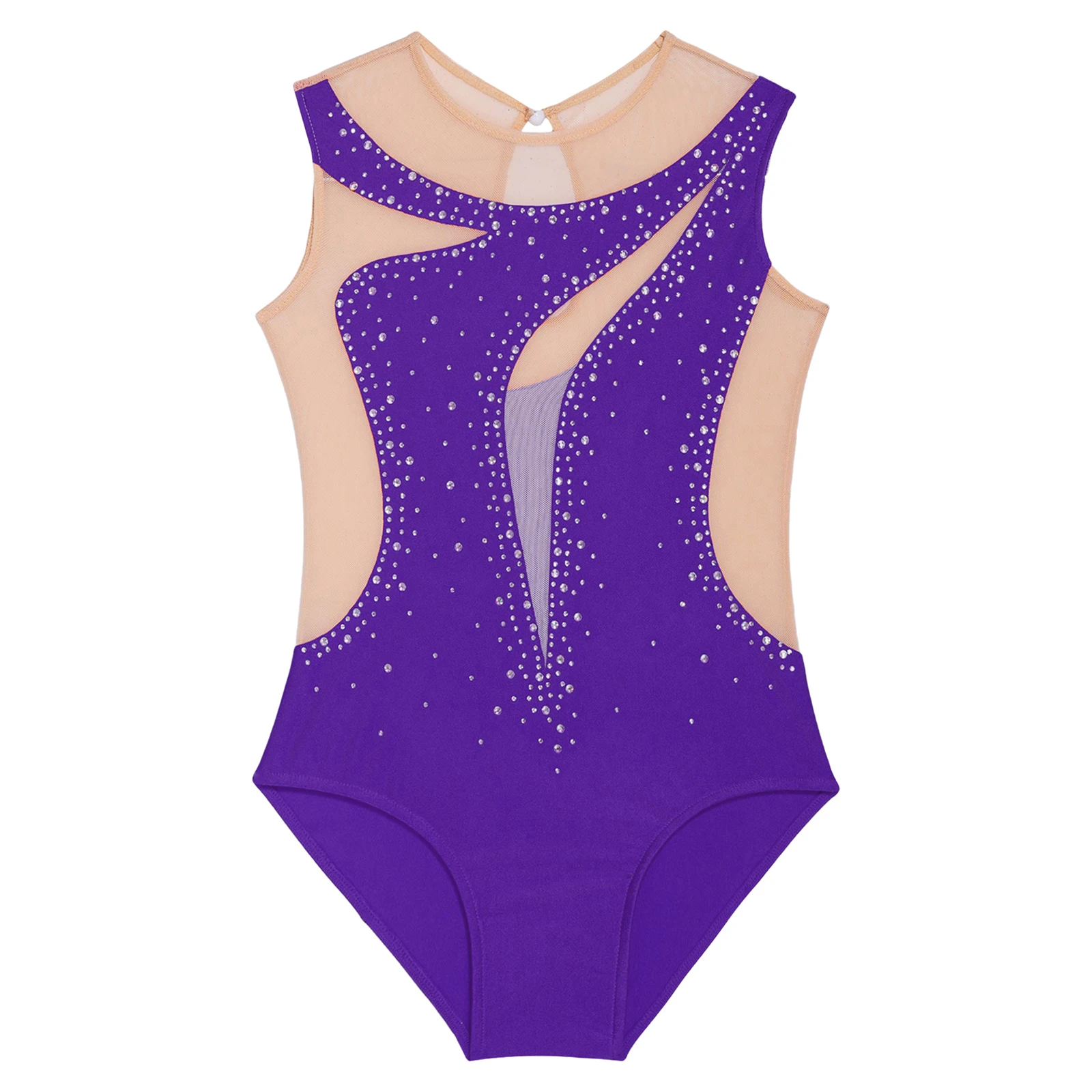 Kids Girls Ballet Gymnastics Leotard Figure Skating Performance Costume Sports Workout Dance Sheer Mesh Patchwork Yoga Bodysuit ballet leotard dance leotard
