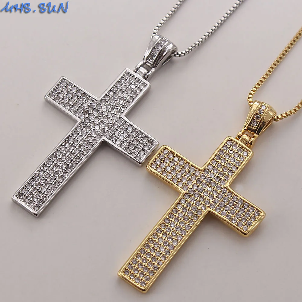 

SUNSLL Fashion CZ Zircon Cross Pendant Link Chain Copper Necklace Faith Jewelry For Women Girls Men Boys Daily Life Gift 1PC
