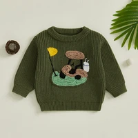 Pudcoco Baby Knit Sweaters Long Sleeve Round Neck Golf Embroidery Pullover Toddler Fall Tops 0-24M - Image 2