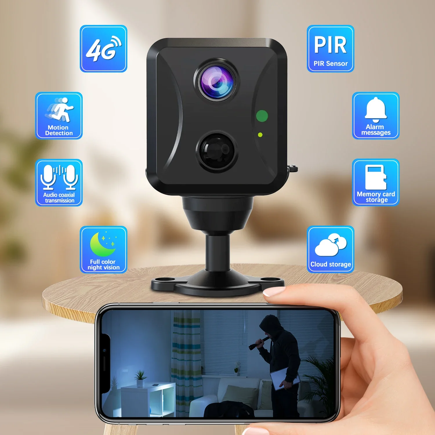 Ubox 5MP HD Mini Camera 4G Sim WiFi CCTV Security IP Camera PIR Motion Detection Wireless Home Outdoor Surveillance Camera 4