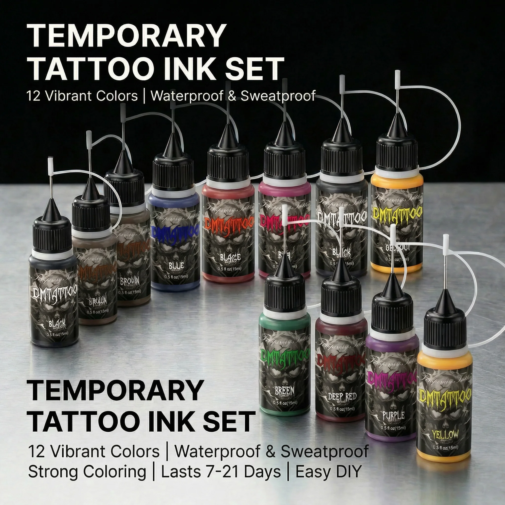 1PC colorato succo temporaneo pasta per tatuaggi indolore pittura per il corpo tatuaggio fai da te tatuaggio finto 1 settimana senza sbiadimento per donne uomini - immagine 6