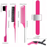 Outils de coiffure, bracelet magnétique en Gel et Silicone pour tresses, dragonne noire, avec 3 peignes à queue de Rat et clips 6p 4