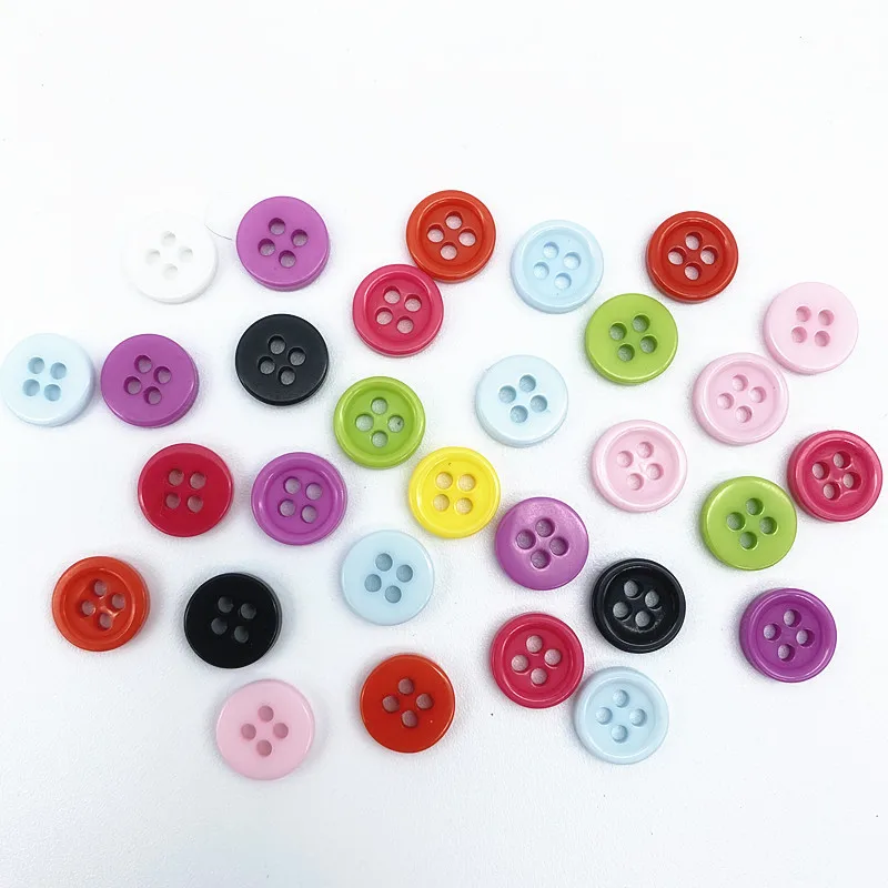 50 pieces 9mm color four-eye button round resin sewn buttons Diy scrapbook color wedding dress decorative sewn accessories