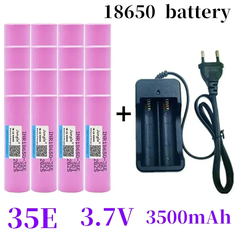 

18650 Battery Free Shipping 2024New Bestselling 35E Li-ion 3.7V 3500mAh+Charger RechargeableBattery Suitable Screwdriver Battery