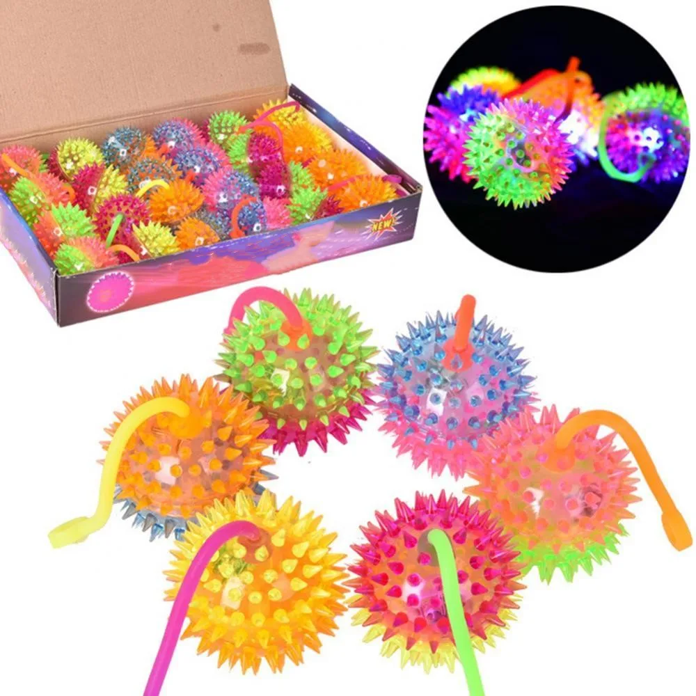 

1PC Glowing Ball Kids Toy LED Light Up Flashing Elastic Ball Fun Toys Children Squeeze Anti Stress Interactive Toy Random Color