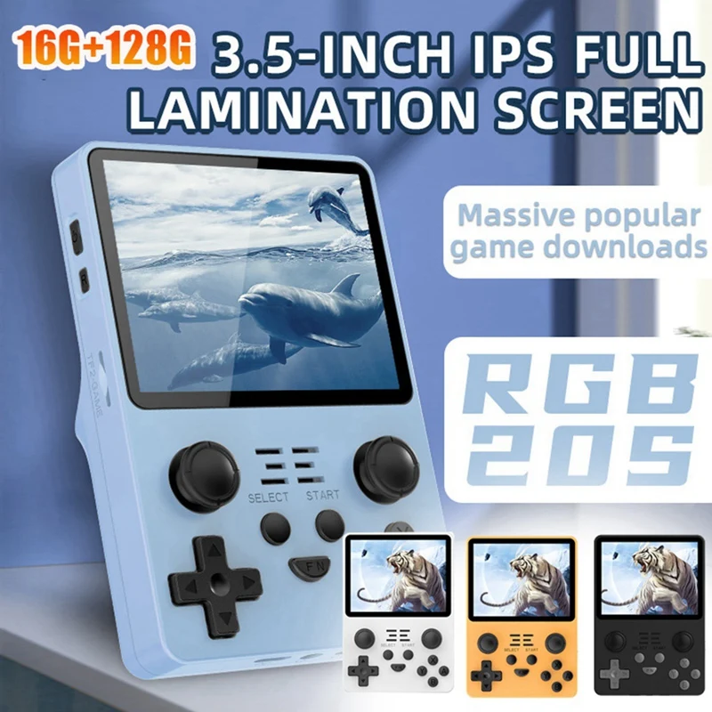 

RGB20S Retro Game Console Handheld Video Game Console Durable 16G+128G 3.5 Inch IPS Screen Open Source System (White)