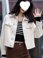 New Corduroy Jacket Women's Short Casual Collar Outerwear Autumn Versatile Stylish Leisure Top Coat Polyester Fiber Made in Chin