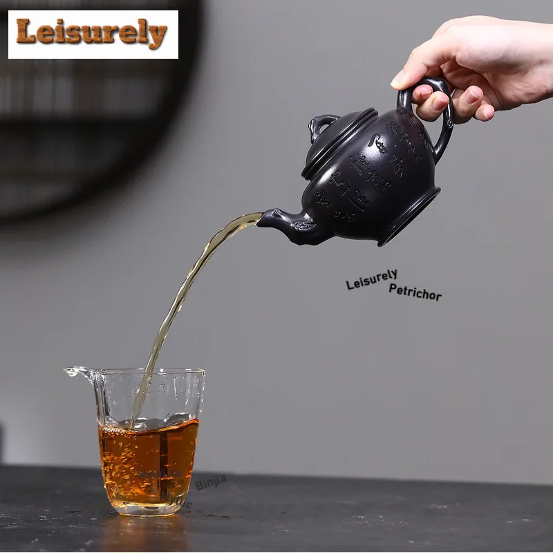 340ml Retro Yixing Purple Clay Teapots Handmade Laughing Sakura Pot Raw Ore Stone Yellow Mud Kettle Chinese Zisha Tea Set Cha