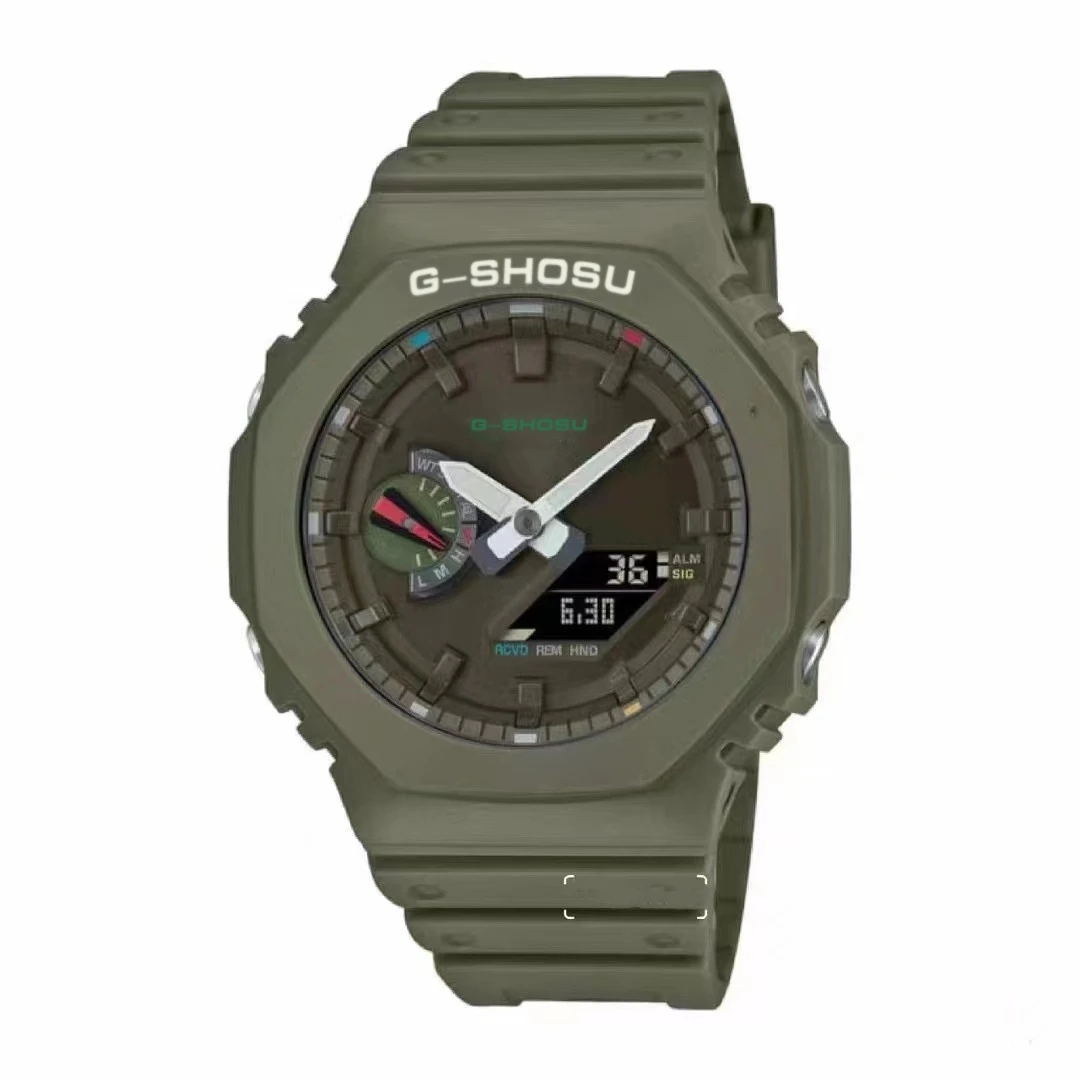 Electronic Sports Unisex Watch Full Function World Time LED Auto Hand Lifting Lamp Dual Display Oak Series 4
