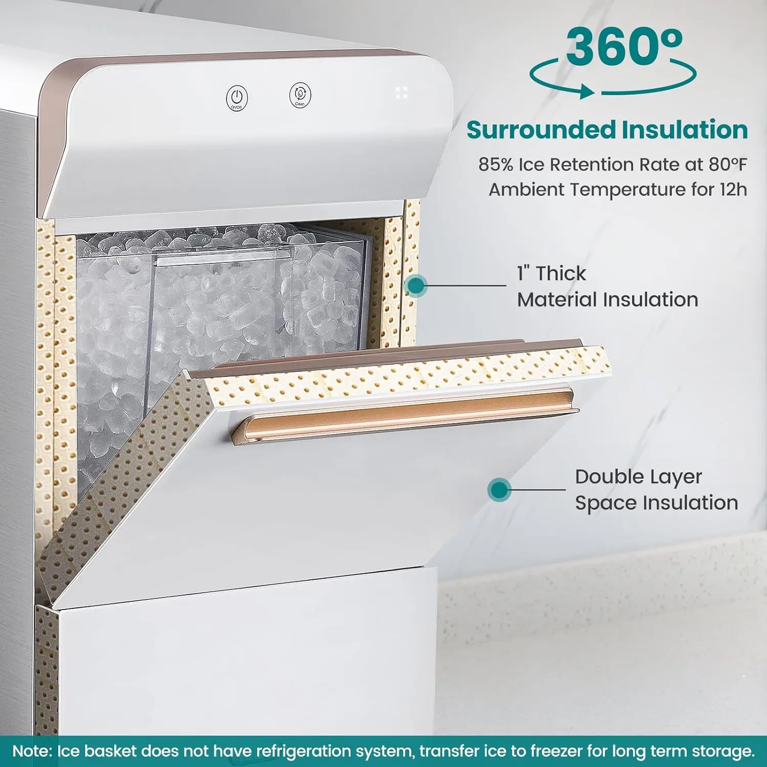 V2.0 Countertop Gemi Nugget Ice Maker | Self-Cleaning Pellet Ice Machine | Open and Pour Water Refill | Stainless 4