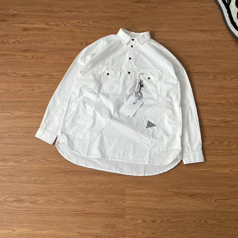 

And Wander Men's Casual Shirts Japanese Autumn Outdoor Function Pocket Hook Quick Dry Loose 3M Reflective Single Breasted Tops