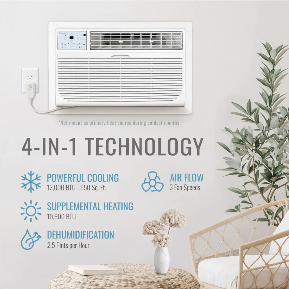 2,000 BTU Wall Mounted Air Conditioner with Supplemental Heat and Dehumidifier Function, Medium Sized Rooms up to 550 Sq.Ft 5