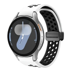 Seamless Silicone Magnetic Strap - Watch 4 Classic (White black - B)