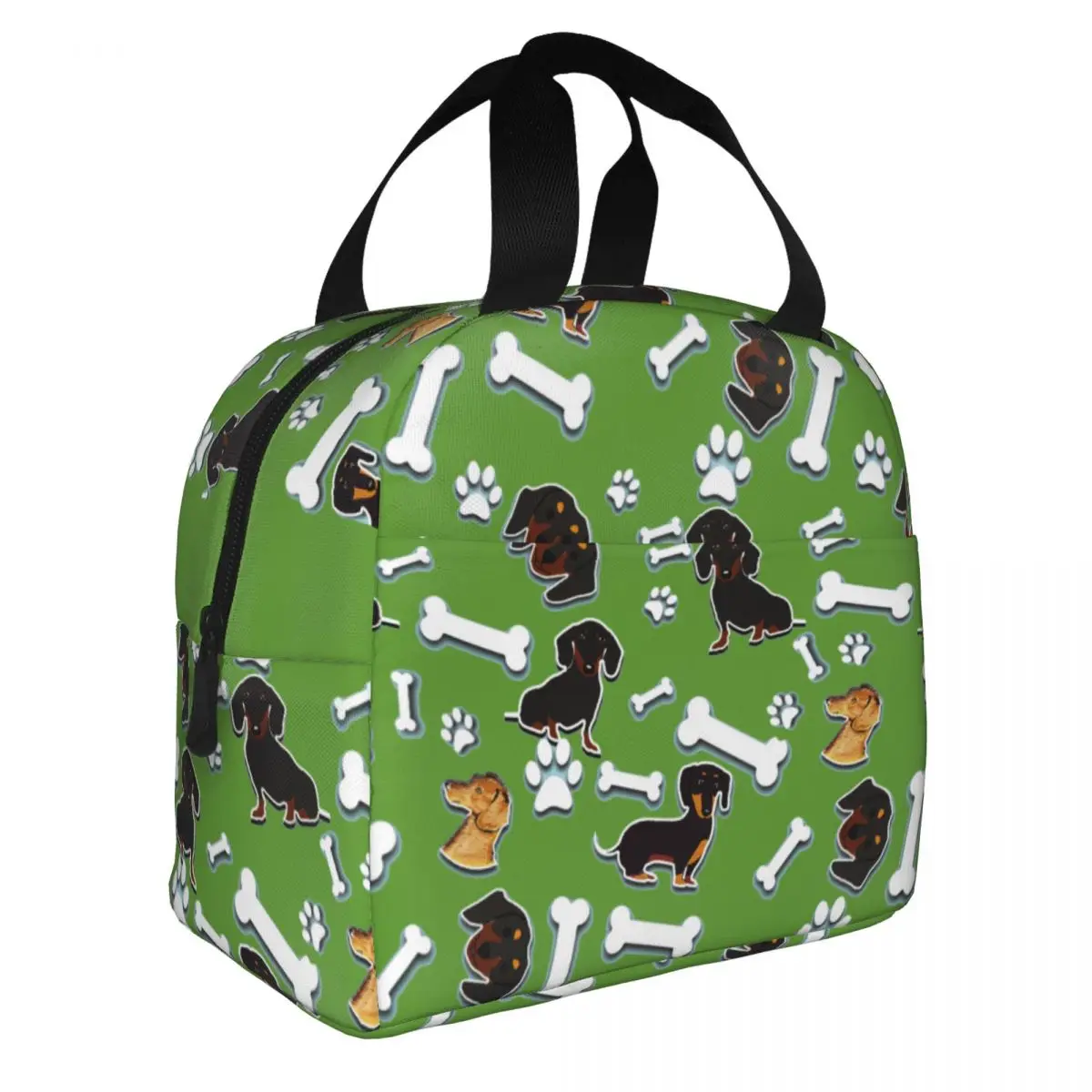 

Cute Dachshund Dogs Vintage Florals Lunch Bags Waterproof Insulated Canvas Cooler Bags Thermal Picnic Lunch Box for Women Girl