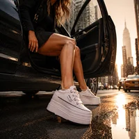 Fujin – chaussures à talons cachés, chaussures à plateforme haute de 9cm, baskets confortables de 3 pouces pour femmes, chaussures vulcanisées à semelle épaisse, chaussures décontractées 4