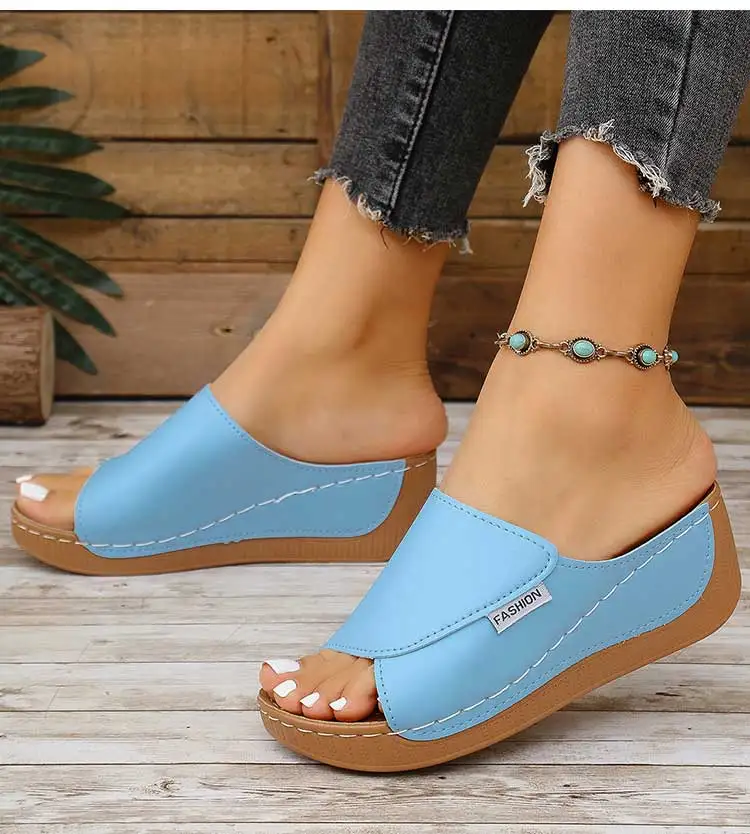 Damensandalen mit 5,5 cm Absatz für den Sommer, Damenschuhe, weiche Keilabsätze, Sandalias Mujer 2026, neue Schuhe, Sommerpantoffeln – Detail 30