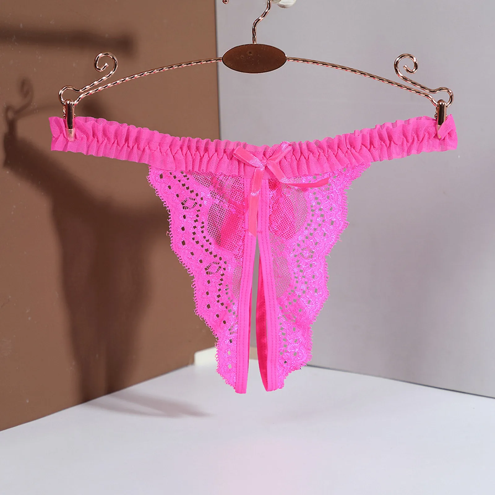 Women Panties Female Underwear Lace Panties Womens Underwear Women's Sexy Solid Lace Panties Open Crotch Transparent Bowknots T Pants Thong Ladies Sexy Erotic Panties Underwear трусы женски