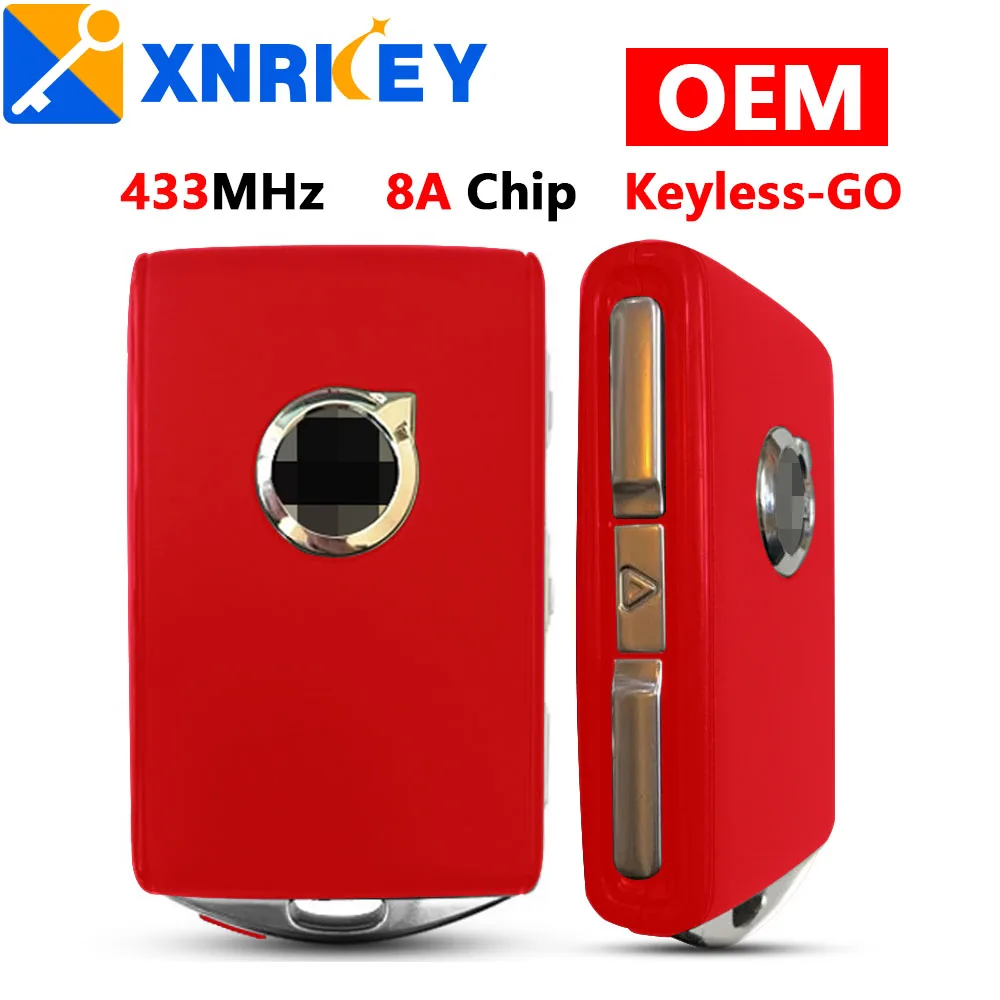 XNRKEY Original 3 Button Smart Remote Key 8A Chip 433Mhz for Volvo S90 S60 S40 XC60 XC90 2016-2020 Full Keyless Go Car Key