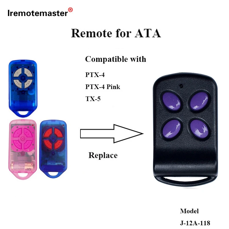 For ATA PTX4 PTX-4 Securacode Garage Door Remote Control 433.92MHz Rolling Code Replacement ATA Remote Control Door Opener