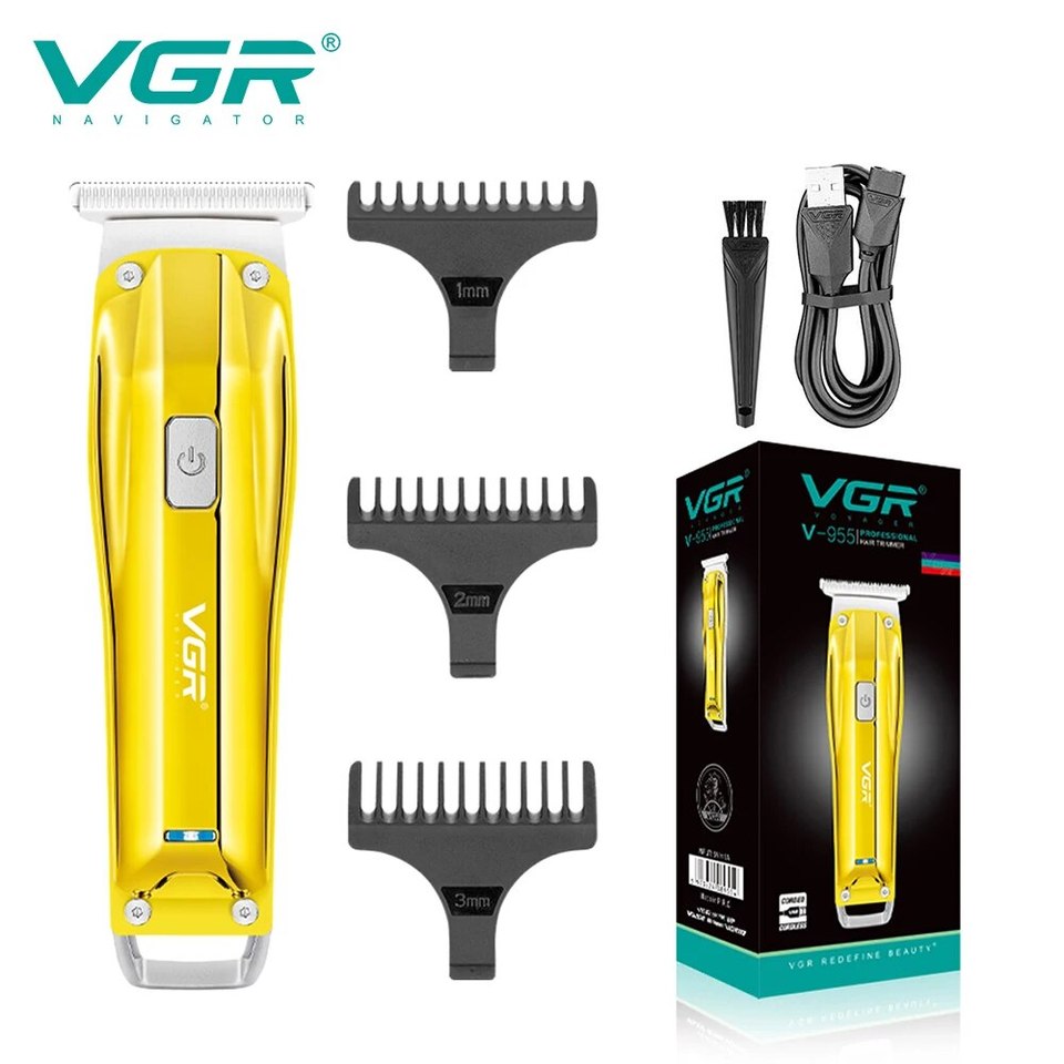 VGR metal Cross-border New Oil Head Fader USB Rechargeable 0 Knife Head Double Gear Adjustment Sculpting Metal Clipper V-955