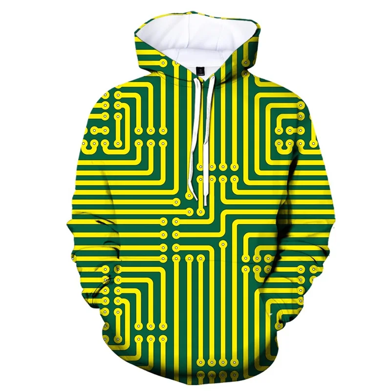 thumbnail image 1 of Sudadera con capucha con estampado 3D de circuitos para hombres y mujeres, sudaderas con cuello redondo geométricas, jersey de manga larga para otoño, abrigo de calle, 1 of 4