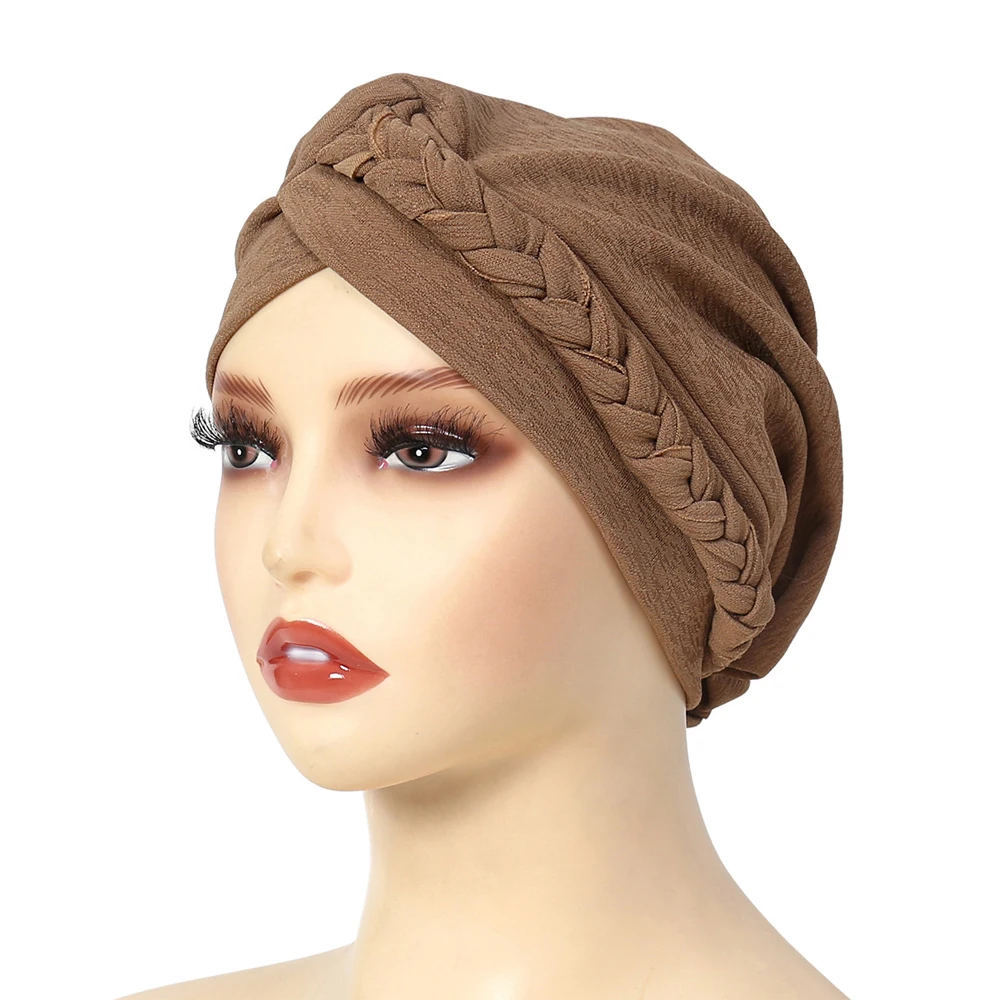 Fashion Braid Headscarf Hat Women Muslim Inner Caps Turban High Quality Ladies Hair Cover Headwrap Multi-Color Headscarf RIMAIRE 5