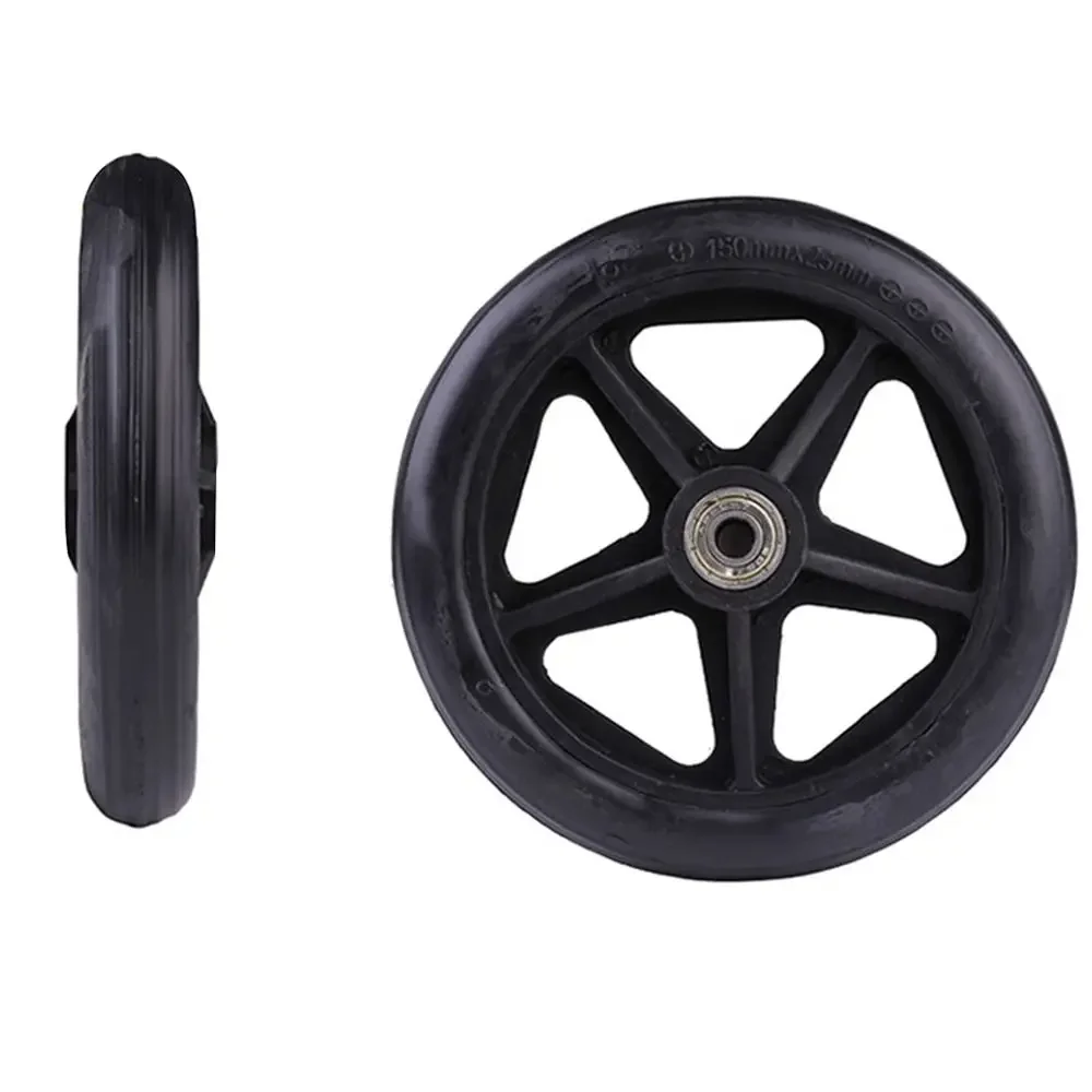 Heavy Duty Solid Rubber Front Wheelchair and Cart Caster Wheel (6-8 Inch)