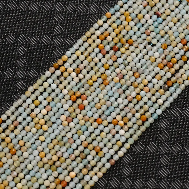 

Бусины из натурального камня, 2, 3, 4 мм, граненый амзонит, драгоценный камень, искусственные бусины, браслет 15 дюймов