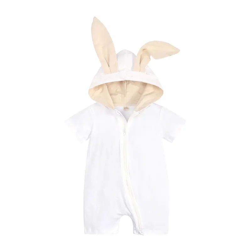 Baby Bodysuits cheap Cartoon Rabbit Newborn Clothes Boys Rompers Solid Kids Summer Clothes Cotton Short Sleeve Ziper Baby Girl Romper 3-18 Months Bamboo fiber children's clothes Baby Rompers