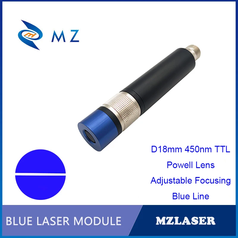 

High Quality Adjustable Focusing D18mm 450nm 150mW Powell Lens Blue Line TTL/PWM Laser Diode Module Industrial Grade