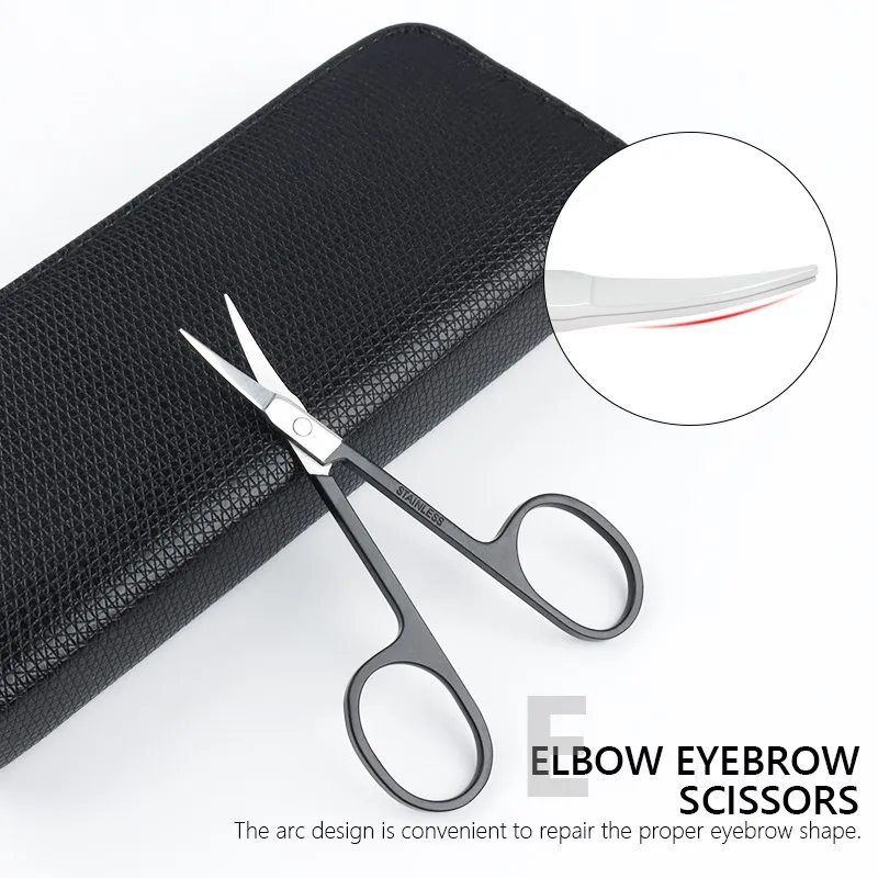 5pcs/set Men's Eyebrow Set Grooming Kit For BeginnersWith PU Leather Case Include Eyebrow Pencil Razors Scissors Combs Tweezers