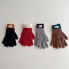 Winter Wool Kids Solid Gloves Thicken Children Baby Plush Furry Full Finger Knitted Mittens Autumn Outdoor Hand Warmer for 6-12Y 4